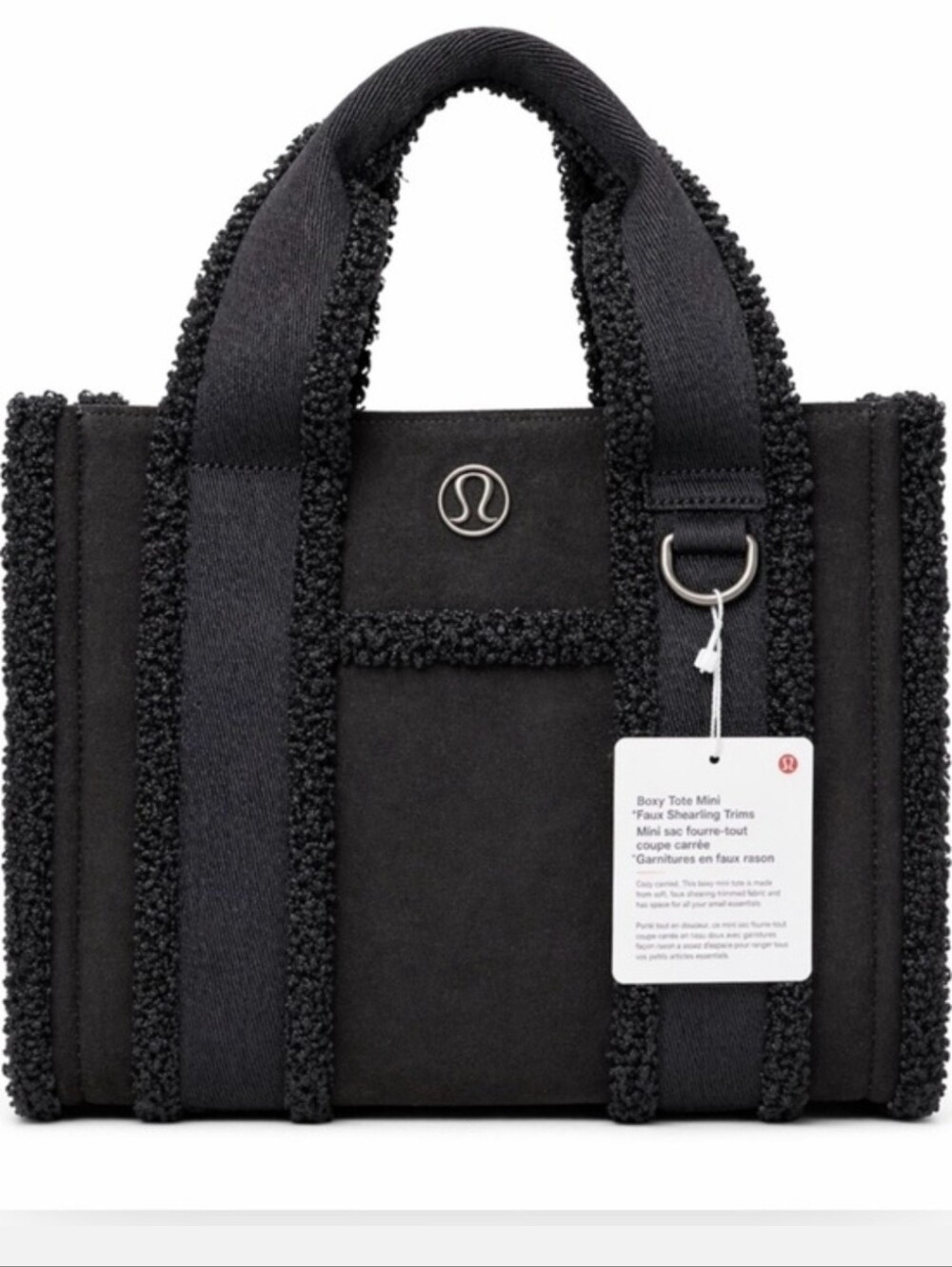 Lululemon athletica Black Boxy Tote Mini 4.5L with Faux Shearling Trim
